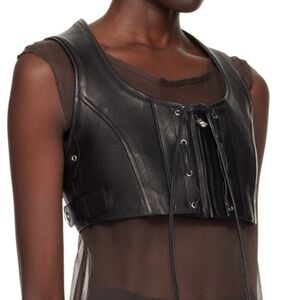Black Leather zippered vest by Recto